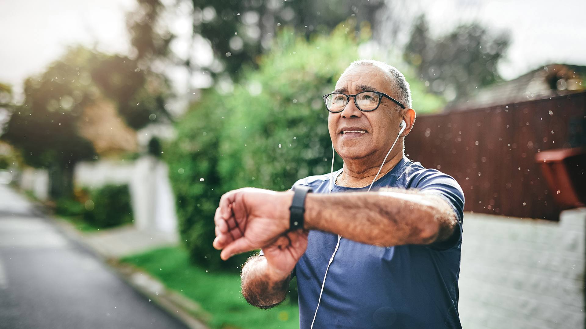 senior man on a run outside